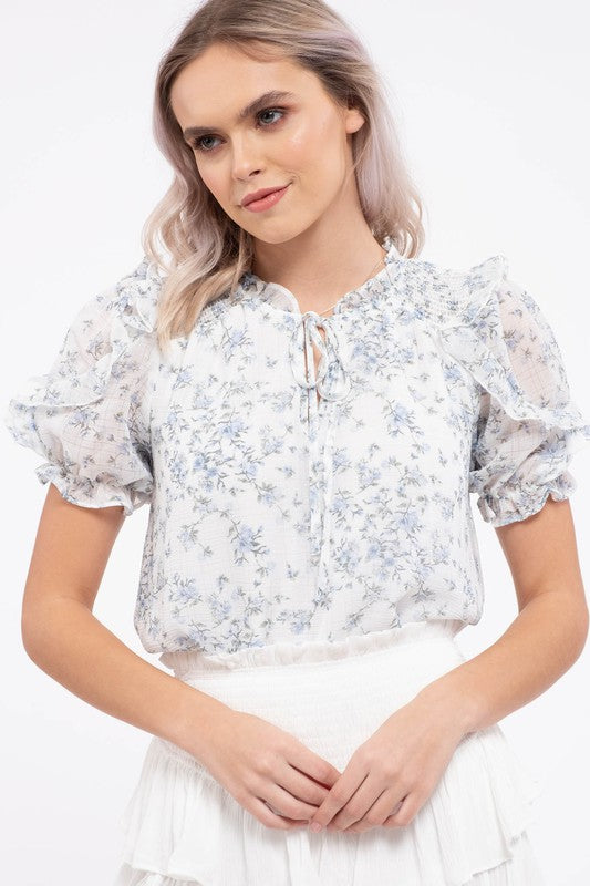 FLORAL PUFF SLEEVE TOP