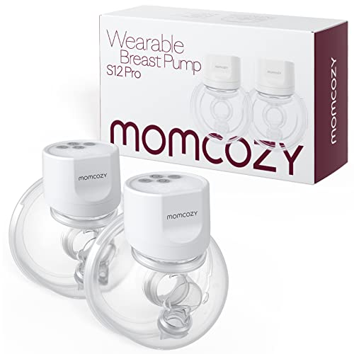Momcozy Breast Pump S12 Pro Hands-Free, Wearable & Wireless Pump with Soft Double-Sealed Flange, 3 Modes & 9 Levels Double Electric Pump Portable, Smart Display, 24mm, 2 Pack, Elegant White