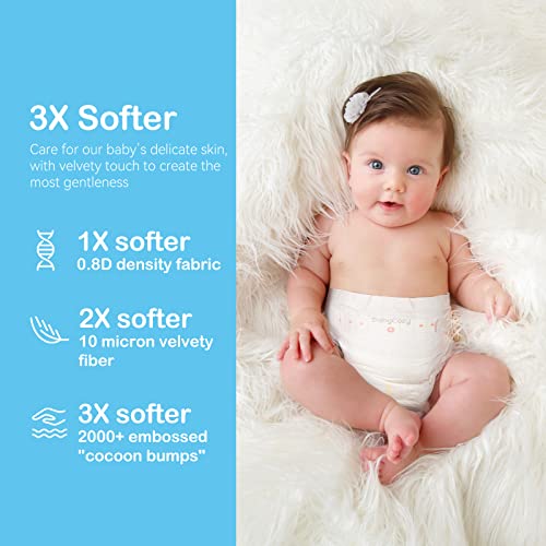 Newborn Baby Diapers Size 2(12-18lb) 74 Count Babycozy Bouncy Soft Diapers Hypoallergenic, Dry Disposable Diapers with Softer Touch 0.8D Diaper &10 Micron Velvet Fiber to Protect Sensitive Infant Skin