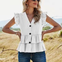 Ruffled Button Layer Top